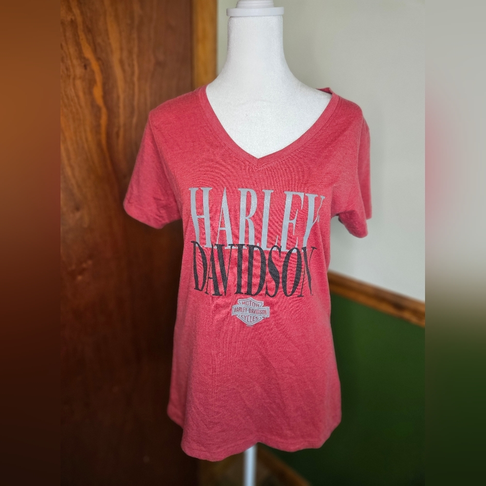Harley-Davidson Red V-Neck Short Sleeve Tee St. MARTEN